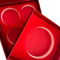 Boîte cadeau de luxe personnalisée avec logo, insert rond en EVA, emballage en carton rouge premium pour bague, collier, boucles d'oreilles