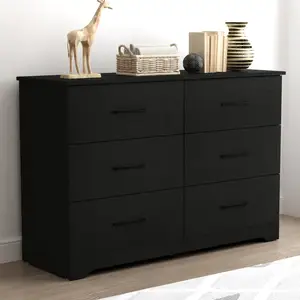 Large <span class=keywords><strong>commode</strong></span> moderne en bois avec <span class=keywords><strong>double</strong></span> tiroirs Mobilier de chambre <span class=keywords><strong>Commode</strong></span> personnalisée 6 tiroirs <span class=keywords><strong>Noir</strong></span> - Product Image 1