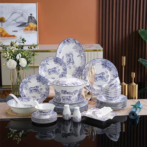 Vaisselle de luxe d'emballage de boîte-cadeau de dîner de trois couleurs de série de jungle de luxe de 58 pièces pour des cadeaux de famille - Product Image 3