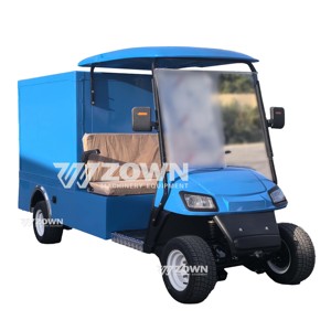Carrito de golf eléctrico cerrado azul para entrega en almacén - Product Image 1