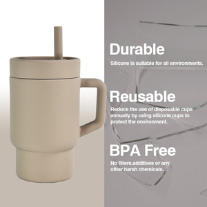 BPA-Free Water <b>Bottle</b> 9oz Silicone Drinkware Stock Kid-Friendly Foldable Colored Straw Mini Tumbler Sipper <b>Bottle</b> Various Colors - Product Image 4