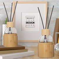 Bouteille diffuseur de parfum en verre grande capacité avec bouchon en bois de bambou, diffuseur d'arômes pour la maison, bouteille pour huiles essentielles