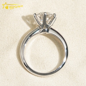 Con certificato classico 6 artigli solitario rotondo taglio brillante 2ct VS2 Lab cresciuto diamante CVD anello di fidanzamento 18K oro massiccio - Product Image 5