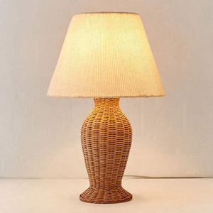 Vintage Rattan <b>Table</b> Lamp E27 <b>Led</b> Bulb Base Switch Control Bedroom <b>Bedside</b> Lamp Eco Friendly Artistic Home Decor - Product Image 1