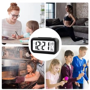 Led kỹ thuật số Đồng hồ báo thức đèn nền Máy tính để bàn đồng hồ báo thức dữ liệu thời gian Lịch hiển thị nhiệt độ pin hoạt động chức năng báo lại - Product Image 4