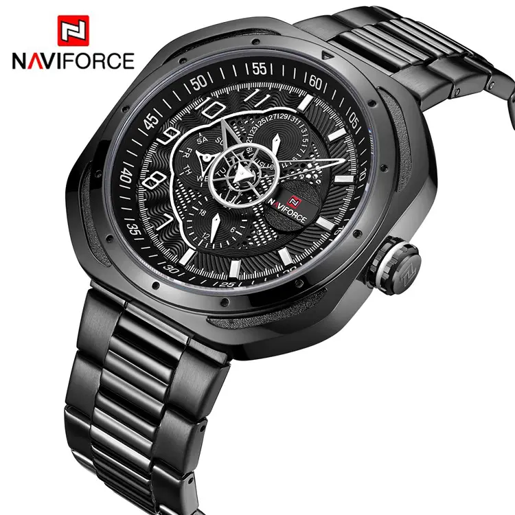 NAVIFORCE 9141 Stainless Steel Fashion Sport Quartz Wrist Watch Luxury Business Waterproof watch
