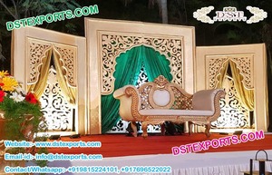 การตกแต่งเวทีวัลิมาอันงดงามสำหรับงานแต่งงานในสหราชอาณาจักร งานอีเวนต์รอมฎอนสุดหรู แผงตกแต่งเวทีสไตล์โรแมนติกแบบเทพนิยาย ศาลามูห์กัล - Product Image 2