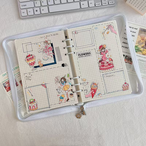 Capa Protetora A5 para Caderno com Zíper e Bolsos Transparentes em PVC para Documentos - Fichário de <span class=keywords><strong>6</strong></span> Argolas com Zíper - Product Image 5