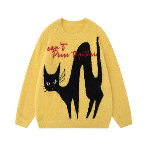 เสื้อสเวตเตอร์ไหมพรมลายแจ็คการ์ด แบรนด์ Zhan Ya Cat สำหรับผู้หญิง คอกลม แขนยาว ทรงหลวม ไม่เป็นขุย เหมาะสำหรับใส่พักผ่อน - Product Image 1