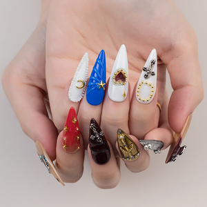 Nouveau à la mode 3D coeur Stiletto presse <span class=keywords><strong>ongles</strong></span> haute qualité couverture complète <span class=keywords><strong>faux</strong></span> <span class=keywords><strong>Ongles</strong></span> <span class=keywords><strong>Ongles</strong></span> papillon croix pour l'application du doigt - Product Image 3