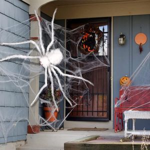 Recuerdos de Fiesta De Long, Araña Grande Realista de Peluche Blanco para <span class=keywords><strong>Halloween</strong></span>, Decoración Interior/Exterior para Casa Embrujada o Escape Room, para Adolescentes - Product Image 4