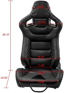 Sièges Baquets de Course Inclinables Jiabeir Recaro en Cuir PVC Noir, Coutures Noires et Dossier en Cuir Carbone - Product Image 2