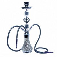 Cachimba de cristal árabe de lujo hecha a mano, con acabado de espejo, diseño de doble tubo, ecológica, tamaño personalizable, multicolor, ideal para regalo.
