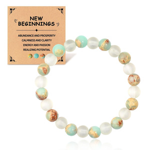Astrist Quartz Clear White <strong>Beaded</strong> <strong>Bracelet</strong> for Unisex Trendy Natural Stone Jewelry and Gift - Product Image 6