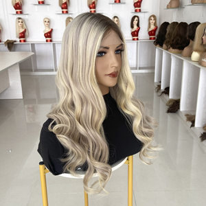 Perruques prêtes à l'emploi en cheveux européens alignés sur les cuticules, avec dentelle HD, vente en gros, personnalisées pour salons et stylistes, colorées blondes avec mèches CT14 gris <span class=keywords><strong>glace</strong></span> - Product Image 3
