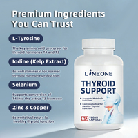Complément alimentaire pour la thyroïde en capsules pour femmes et hommes adultes, sélénium, iode, zinc, B12, ashwagandha, L-tyrosine, soutient la santé hormonale