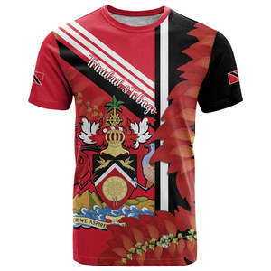 Camiseta Personalizada de <span class=keywords><strong>Trinidad</strong></span> y Tobago con Estampado de Cairi, Tierra del Colibrí, Impresión Completa Bajo Demanda, Cuello Redondo - Product Image 2