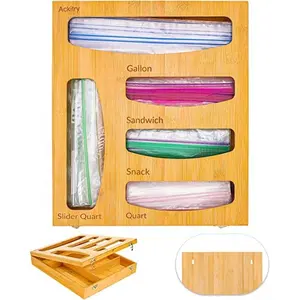 Bolsa Ziplock de bambú 6 en 1, organizador de almacenamiento de alimentos con cerradura, venta al por mayor