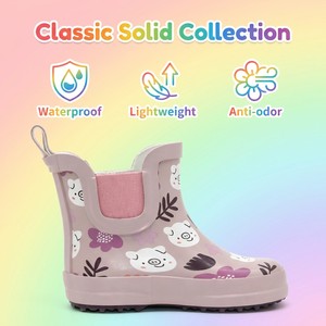 <span class=keywords><strong>Stivali</strong></span> <span class=keywords><strong>da</strong></span> <span class=keywords><strong>Pioggia</strong></span> in Gomma per Bambine con Stampa Floreale e Maialino, <span class=keywords><strong>Rosa</strong></span>, con Pannello Laterale Elastico, Chiusura a Strappo Singolo, Antiscivolo, per Uso Quotidiano - Product Image 2