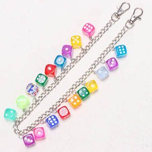 โซ่คาดเอวทรงลูกเต๋าหลากสี โซ่โลหะเส้นเดียวสำหรับใส่กับกางเกง ใช้ได้ทุกวัน ทำจากโลหะผสมสังกะสี แฟชั่นเครื่องประดับร่างกาย - Product Image 4