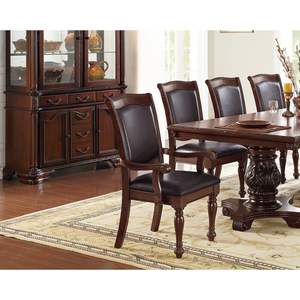 DB Royal Majestic Brown Dining Room Furniture Set 2 Arm <b>Chairs</b> <b>Faux</b> <b>Leather</b> Upholstered Seat Formal Brown Color Dining <b>Chairs</b> - Product Image 2