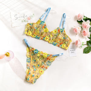 Lencería Sexy con bordado Floral, tangas sexis, liguero, lencería de muñeca, conjunto de ropa interior Sexy de 2 piezas - Product Image 6