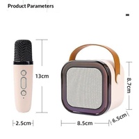 Enceinte karaoké portable K12 Mini, enceinte de fête sans fil USB, 2 microphones, son surround 360°, radio FM, batterie intégrée, carte TF