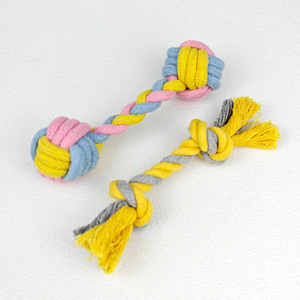 Pet Toy Rope Ball Dog Toy Pink Gray Cotton Interactive Training Chewing Teeth Cleaning Small Size - Product Image 2