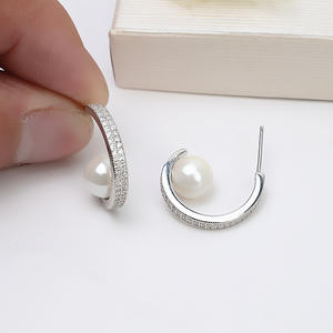 Han DIY S925 Silver Earpin 6-10 Removable Inlaid <b>Pearl</b> <b>Earring</b> Stand with Fancy Earpin Jewelry Accessories 961 Series - Product Image 1