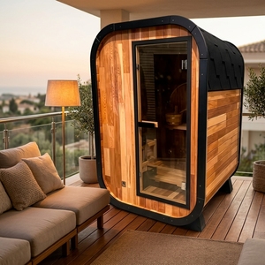 Sauna da Esterno di Lusso in Cedro Rosso/Hemlock per 1-2 Persone, Design Cubico Intelligente con <span class=keywords><strong>Stufa</strong></span> per Giardino - Product Image 1
