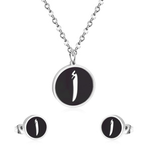 Set di collane classiche da donna Vintage <span class=keywords><strong>alfabeto</strong></span> arabo iniziale in acciaio inossidabile un Set di gioielli - Product Image 6