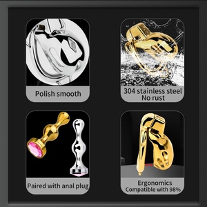 Jaula de Castidad Masculina FRRK Cobra con Tapón Anal, Cinturón de Castidad Plateado y Dorado, Anillos para Pene, Jaula con Candado, Juguetes Sexuales BDSM - Product Image 6