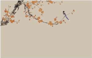 Zhenling Digitale Gedrukte Inkt & Pruimenvogel Geborduurd Behang Voor Binnenhuiswanddecoratie - Product Image 3