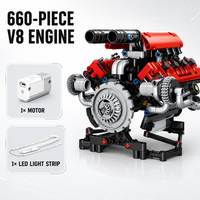 Kaiyu K96203 Ales, Juego de Bloques de Construcción con Luces LED, Motor LED, Coche V8 Electrónico para Niños, Juguete de Construcción Mecánica STEM