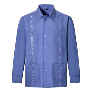 <span class=keywords><strong>Camisa</strong></span> <span class=keywords><strong>Guayabera</strong></span> Casual de Algodón a Rayas para Hombre, <span class=keywords><strong>Manga</strong></span> <span class=keywords><strong>Larga</strong></span>, Cuatro Bolsillos, Antiarrugas y Duradera - Product Image 4