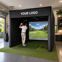 Tente de simulateur de golf gonflable personnalisée, portable, avec rembourrage mural et écran d'impact pour simulateur de golf, intérieur/extérieur