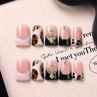 Uñas Postizas Acrílicas PMMA Hechas a Mano con Curva 3D Francesa Tipo Pico de Pato, Cobertura Completa, Uñas Personalizadas, 10 Piezas