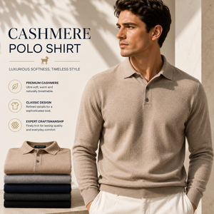 Polo de Cachemira de Manga Larga para Hombre, con Dobladillo Acanalado, Cálido, Ligero, Agradable al Tacto, Diseño Personalizado, Ropa OEM ODM - Product Image 1