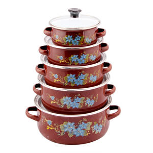 Klassieke Luxe Gietijzeren Kookgerei Set Keramische Emaille Stoofschotels Thuis Koken Gas Compatibele Inductie Duurzame 5 Stuks - Product Image 6