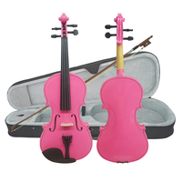 Manufacture Supply Cheap Price Gloss pink Color Violin for Kids Beginner with Full Accessories Musical case Bow Rosin