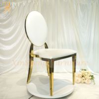 Chaise de Mariage Luxe pour Hôtels en Acier Inoxydable Doré à Dossier Rond, Idéale pour Événements et Réceptions