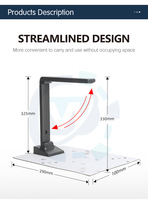 Auto Focus Foldable A3A4 USB Interface 4K LED Light Document Camera 10x Zoom School Training Meetings Visual Presenter