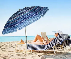 Açık plaj oturma rahat güneş gölge Patio şemsiye alüminyum plaj şemsiyesi plaj sandalyesi ve piknik battaniyesi