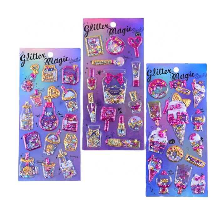 3D ПВХ блестящая наклейка, пышная наклейка, наклейка