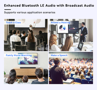Casque sans fil Qualcomm LE Audio avec réduction de bruit active (ANC) 36 dB, station d'accueil émetteur Auracast 360 °   Casque de partage TV multi-appareils à réduction de bruit
