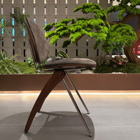 Chaises de salle à manger modernes pour hôtel, restaurant, maison, en bois et métal, avec revêtement en cuir