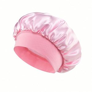 Satin <b>Bonnet</b> Elastic Band Silk Sleep Black Soft Adjustable Cap <b>Hair</b> Wrap Large <b>Bonnets</b> <b>for</b> Women Sleeping - Product Image 3