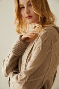 Oem Sweat à capuche en tricot épais Long Pull <span class=keywords><strong>Manteau</strong></span> Femmes Sans Bouton Couverture Longueur au Genou Cachemire Wrap Cable Knitting Coat Cardigan Avec Ceinture - Product Image 5