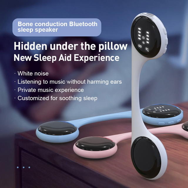 Under Pillow Bone Conduction BT Speaker White Noise Sleep Aid Music Box with LED Display Support TF Card Timed Shutdown