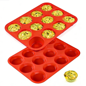 Molde de silicona antiadherente de 12 cavidades para muffins, pastel chiffon, <span class=keywords><strong>brownie</strong></span>, <span class=keywords><strong>Oreo</strong></span>, chocolate, panecillos, repostería y dulces - Product Image 1